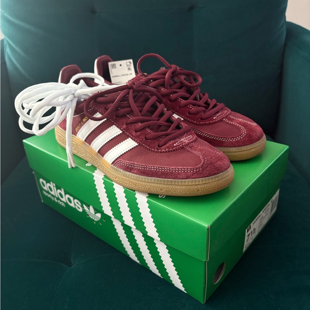 Adidas x Sporty & Rich Handball Spezial Shadow Red Sneakers Suede with box - Picture 3 of 7